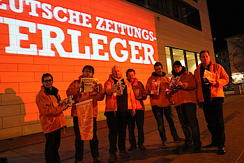 Pranger-Aktion erreichte am 26. Februar 2014 Zeitungsleserinnen und -leser in Gießen. Foto: Sonja Lehnert