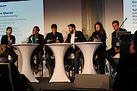 Diskutierten wie sich Journalismus künftig organisiert: Christina Elmer (Moderation), Spiegel Online, Volker Matthies, netzwerk medien-trainer, Marco Maas, OpenDataCity, Matthias Walter, Chefredakteur News, RTL2, Sylke Gruhnwald, Schweizer Radio und Fernsehen und Leif Kramp, ZeMKI, Universität Bremen. (v.l.n.r.)